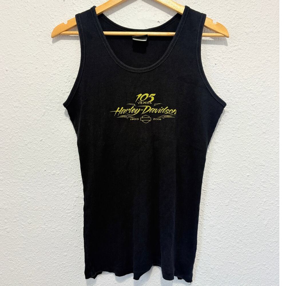 y2k harley-davidson tank top detroit moto biker grunge skater black yellow